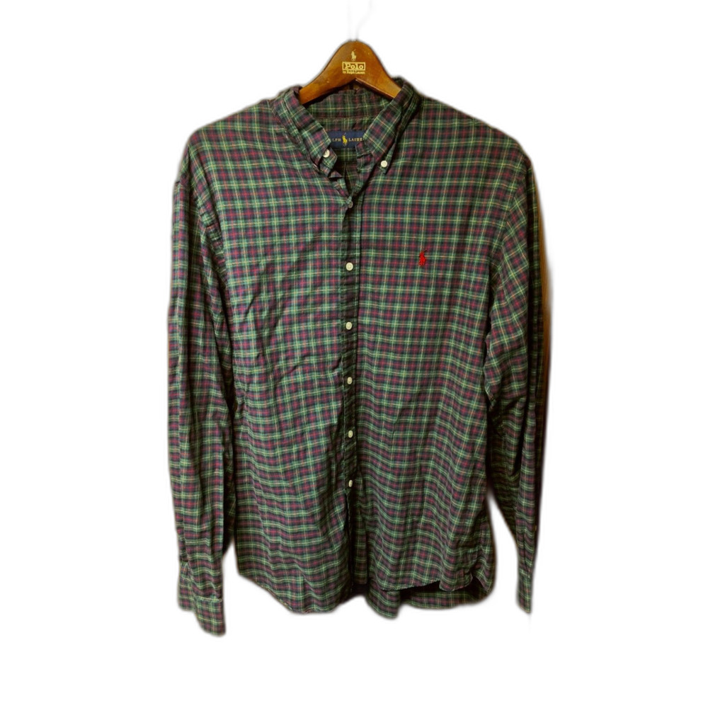 Bundle Lot of 2 Ralph Lauren checkered plaid button up shirts size XL